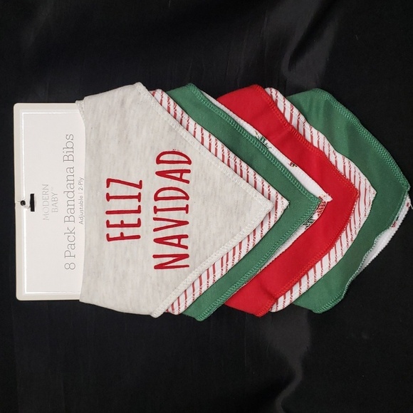 Modern Baby NWT 8-pack Holiday Feliz Navidad Bandana Bibs - Picture 1 of 7